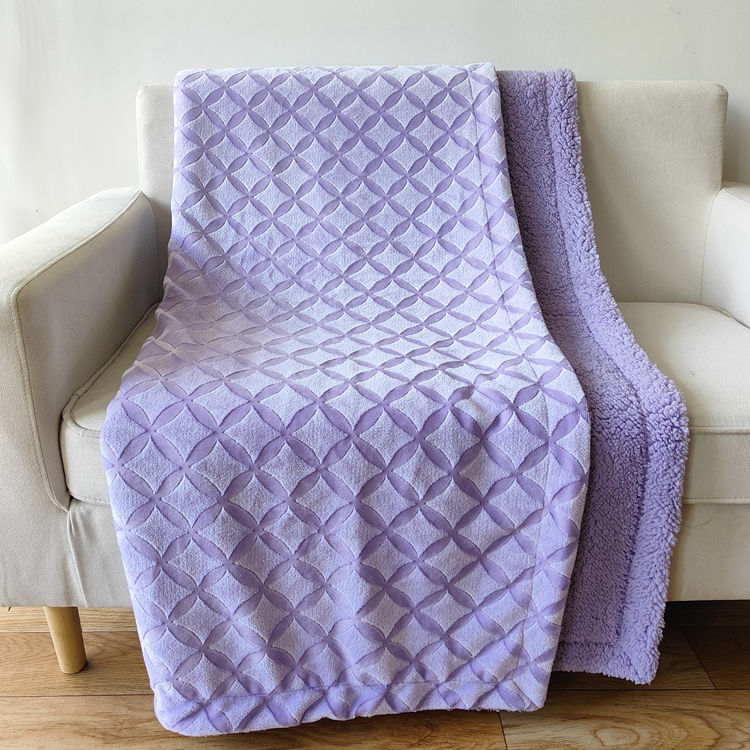 Polyester Super Soft Double Layers Flannel Sherpa Blanket